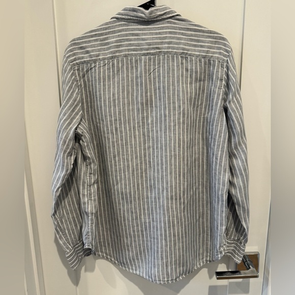 FRANK & EILEEN Eileen gray striped unisex linen button down lagonlook S A20 - Picture 6 of 7